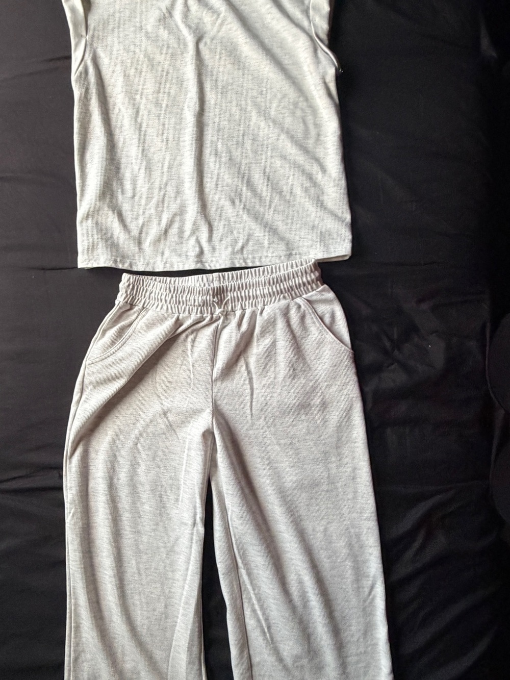 Light Gray Loungewear Set - Sleeveless Top & Elastic Waist Pants